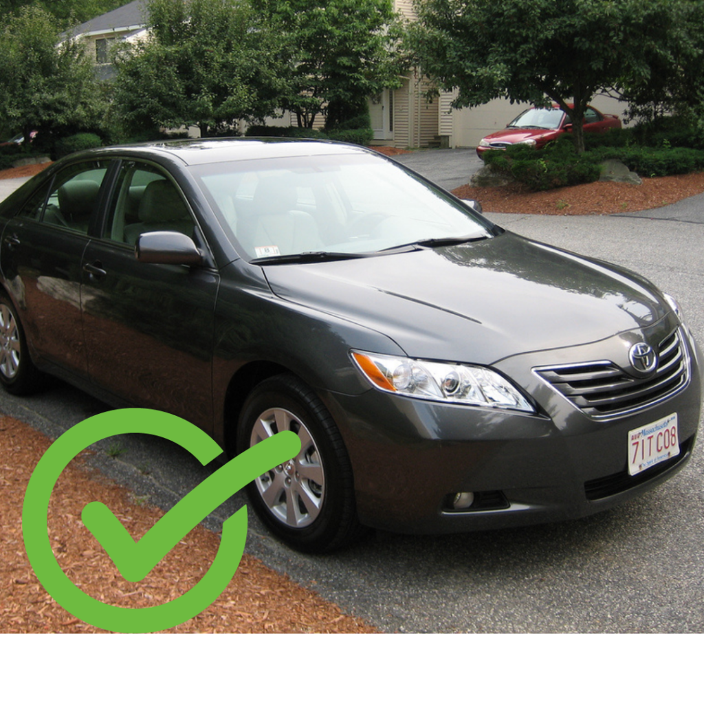 2007 Camry Alternator issues. a 2007 Camry with a green check sign beside it.