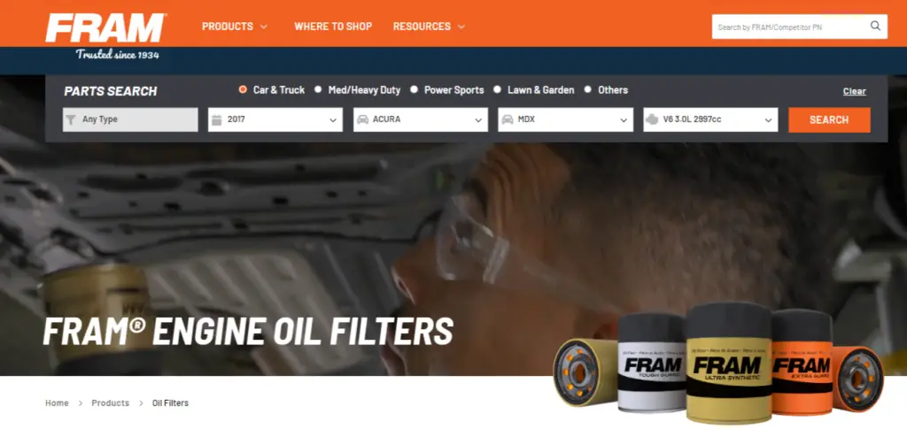 fram oil filter look up tool