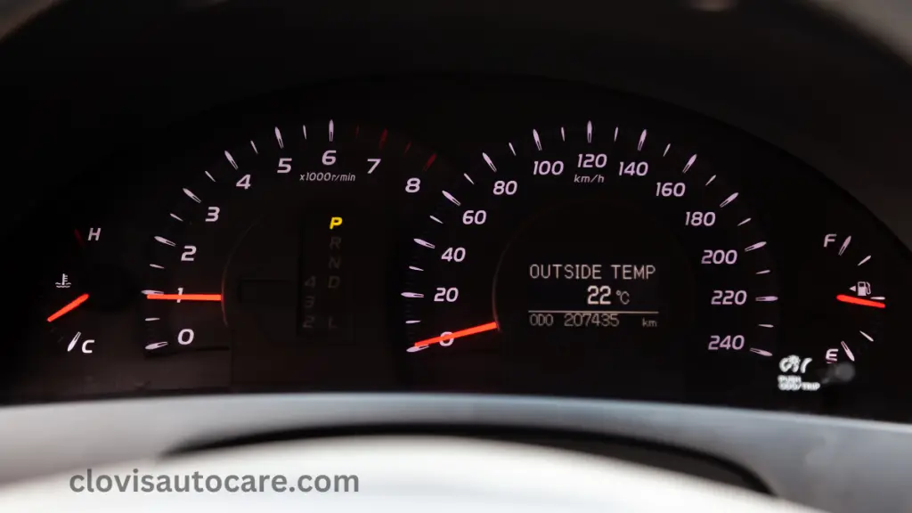 instrument cluster of 2007 Camry showing outside temp of 20 degree Celsius