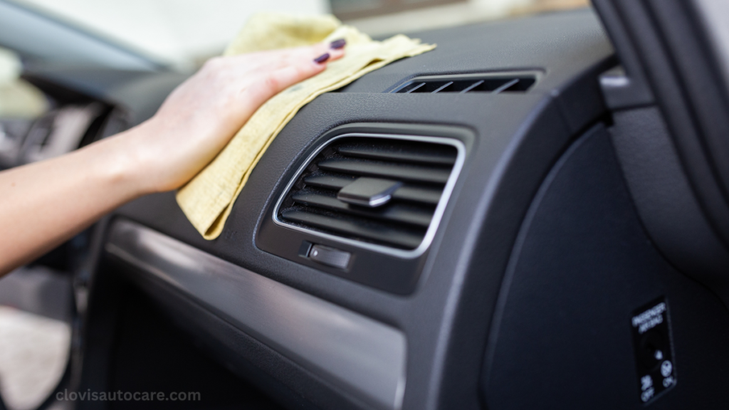 car dashboard cleaning process