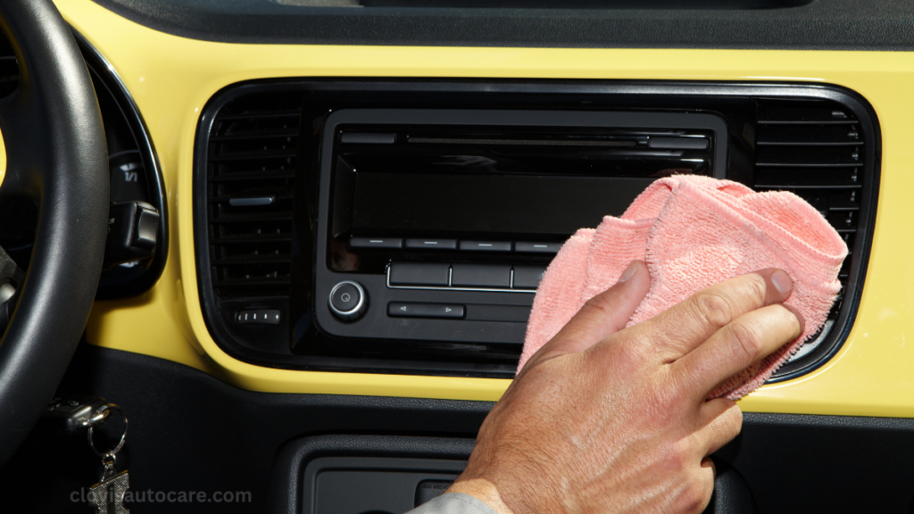 cleaning car dashboard 