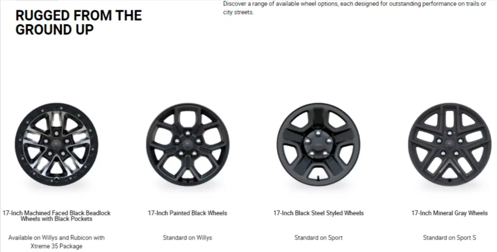 jeep wrangler rims sizes