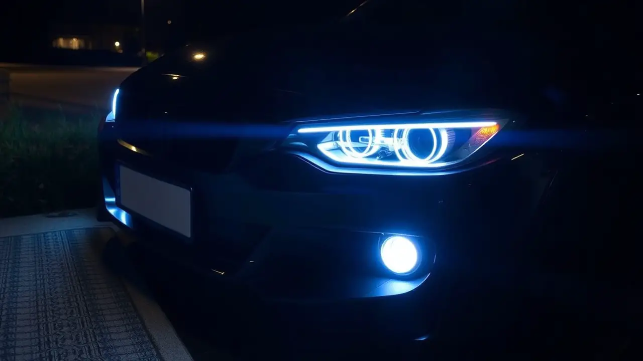 neon car headlight