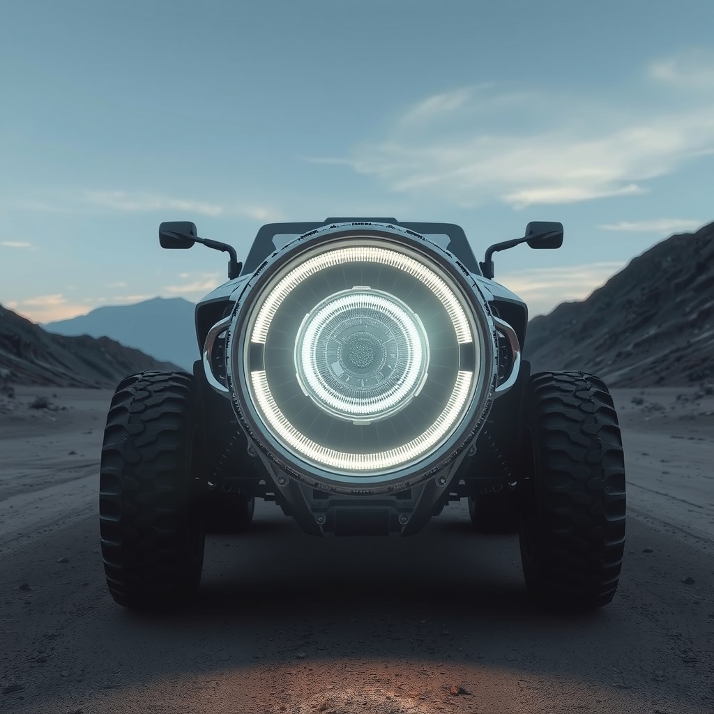 an off-road car with one headlight.