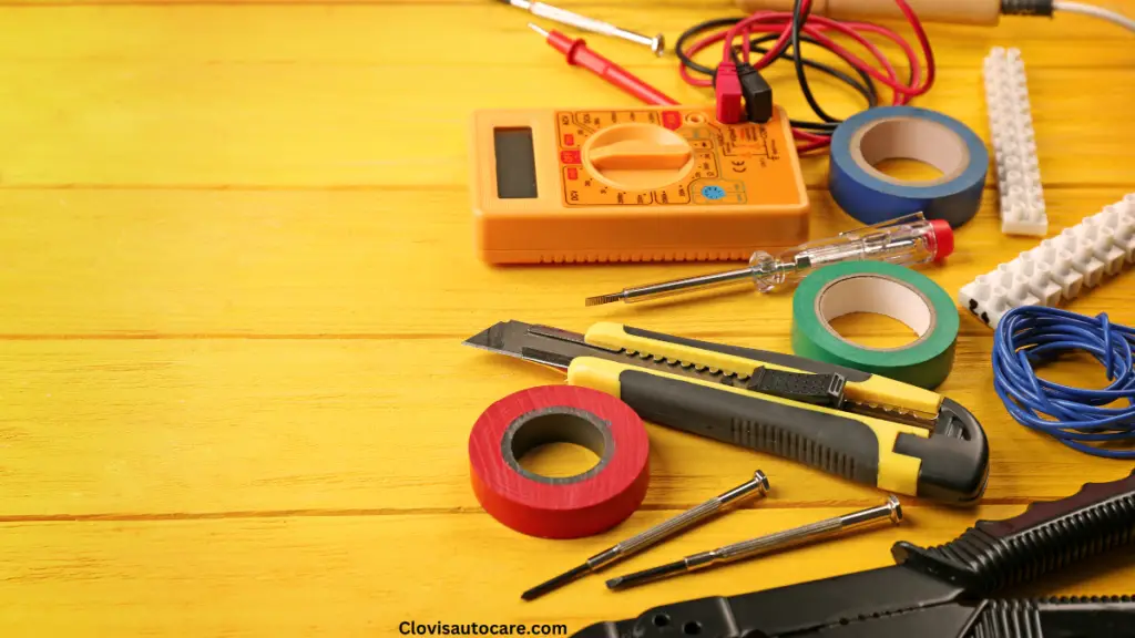 picture of car electrical tools on a yellow background