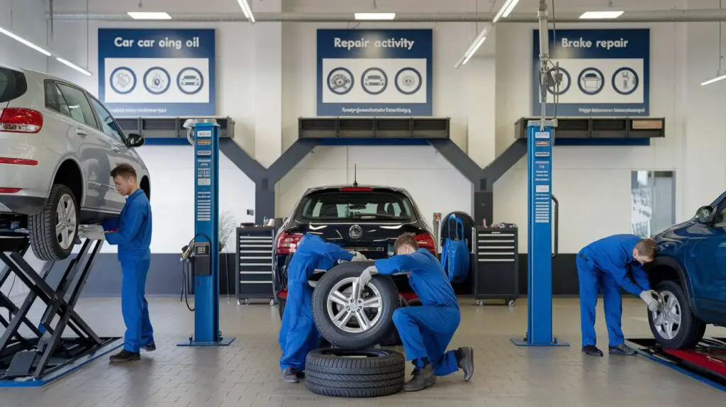 tire rotation at a car care kiosk