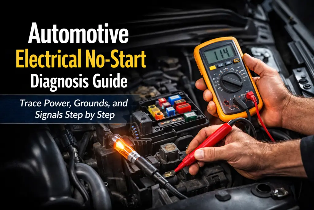 Automotive electrical no-start diagnosis using a multimeter and test light

