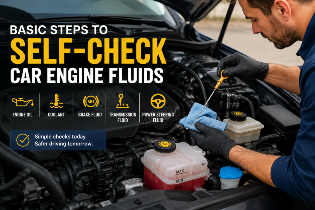 Basic steps to self-check car engine fluids under the hood